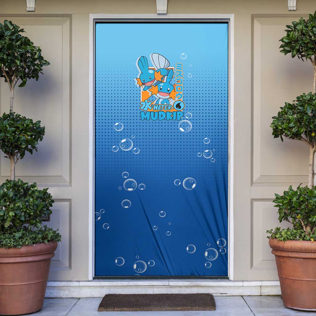 Mudkip from Poké Door Cover with Water Type Ability and Playful Pose Design - The Mazicc
