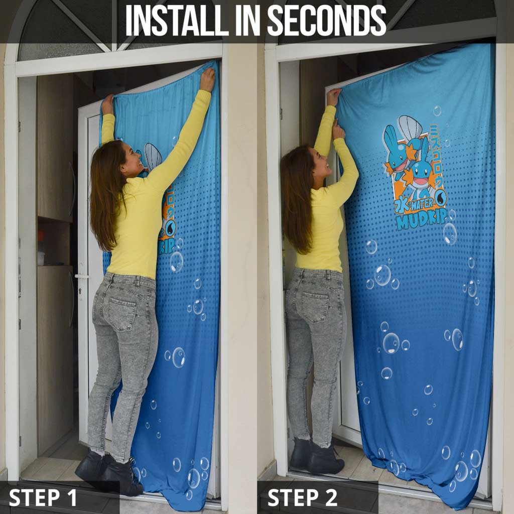 Mudkip from Poké Door Cover with Water Type Ability and Playful Pose Design - The Mazicc