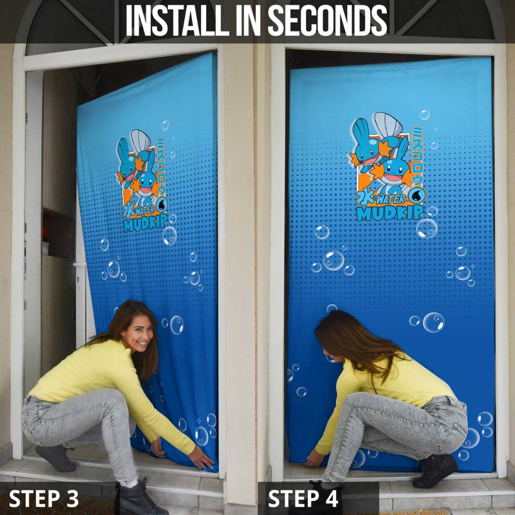Mudkip from Poké Door Cover with Water Type Ability and Playful Pose Design - The Mazicc
