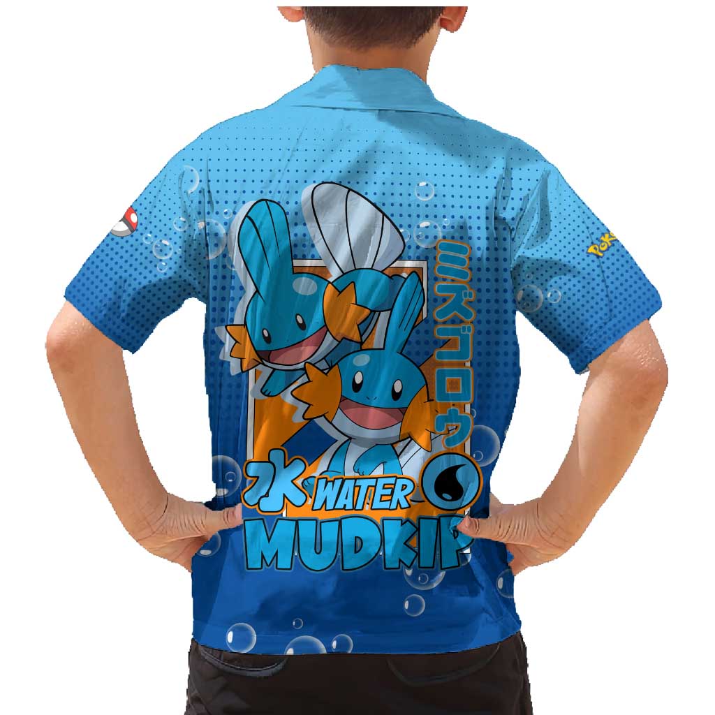 Mudkip from Poké Family Matching Mermaid Dress and Hawaiian Shirt with Water Type Ability and Playful Pose Design - The Mazicc