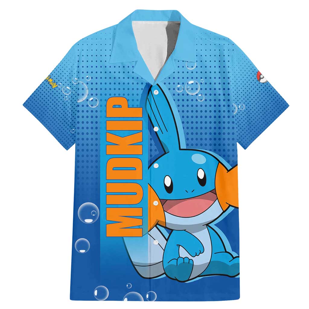 Mudkip from Poké Family Matching Mermaid Dress and Hawaiian Shirt with Water Type Ability and Playful Pose Design - The Mazicc