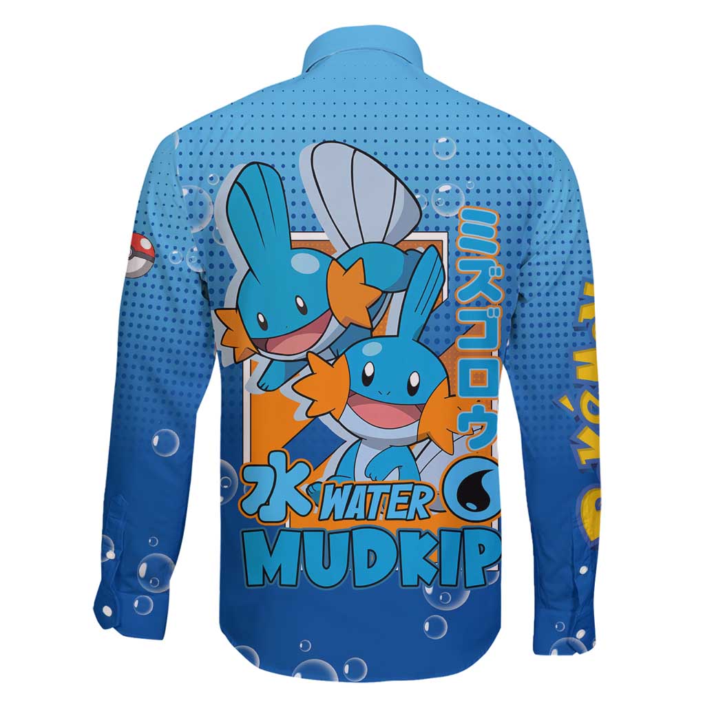 Mudkip from Poké Family Matching Puletasi and Hawaiian Shirt with Water Type Ability and Playful Pose Design - The Mazicc
