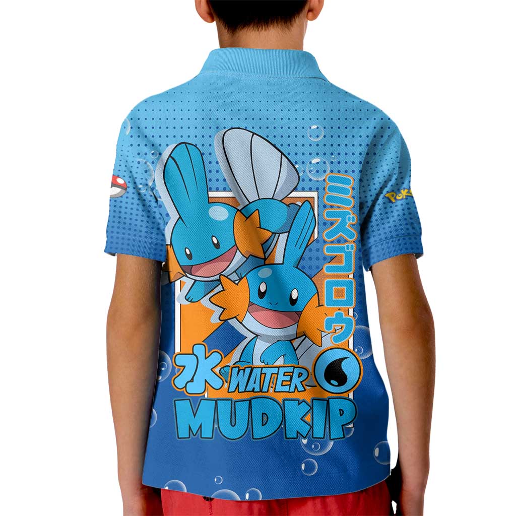 Mudkip from Poké Kid Polo Shirt with Water Type Ability and Playful Pose Design - The Mazicc