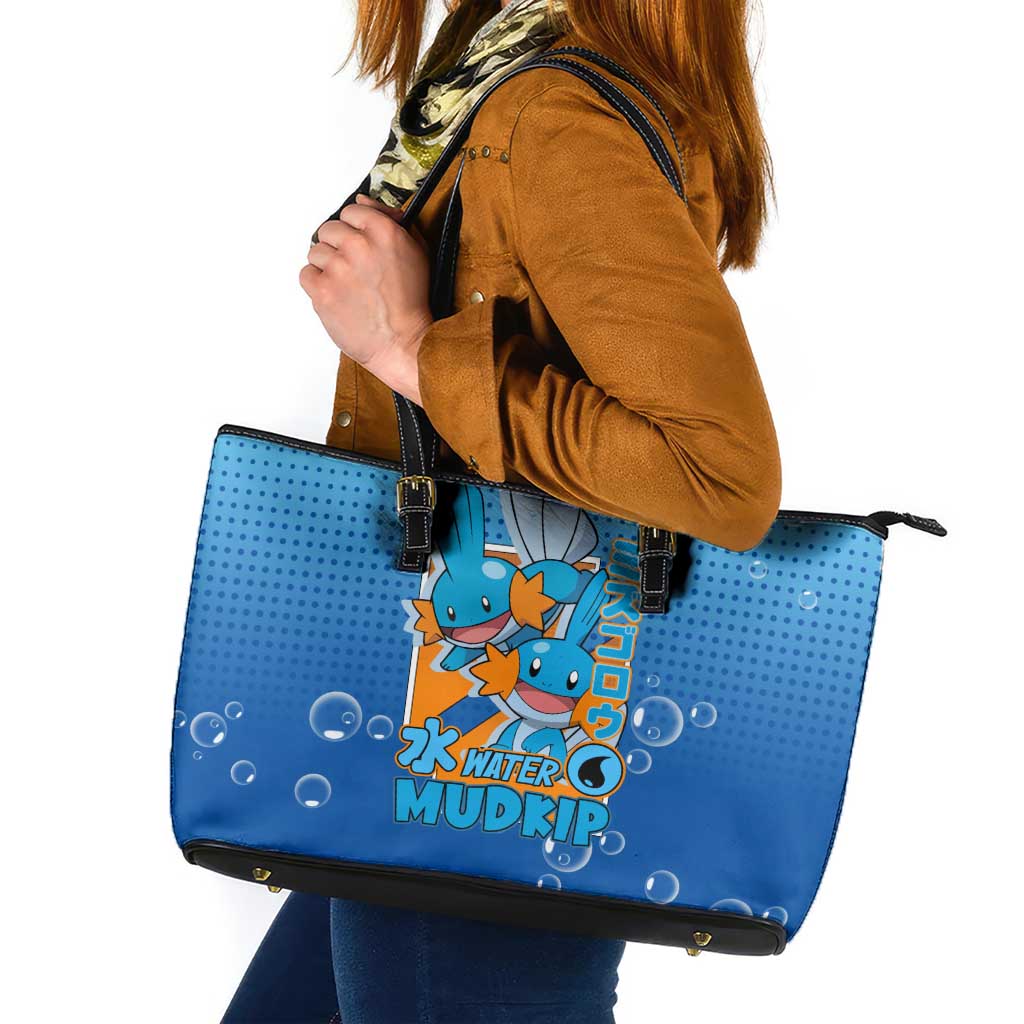 Mudkip from Poké Leather Tote Bag with Water Type Ability and Playful Pose Design - The Mazicc