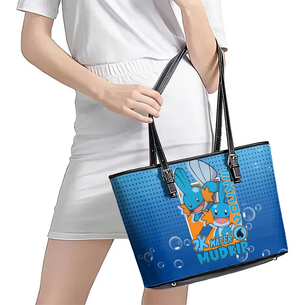 Mudkip from Poké Leather Tote Bag with Water Type Ability and Playful Pose Design - The Mazicc