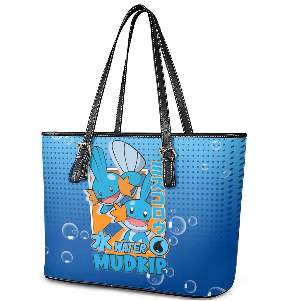 Mudkip from Poké Leather Tote Bag with Water Type Ability and Playful Pose Design - The Mazicc