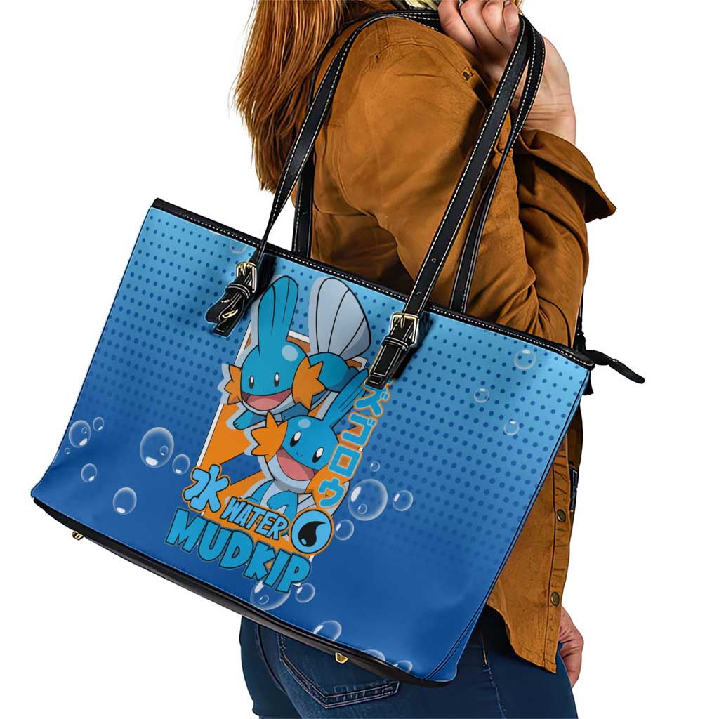 Mudkip from Poké Leather Tote Bag with Water Type Ability and Playful Pose Design - The Mazicc