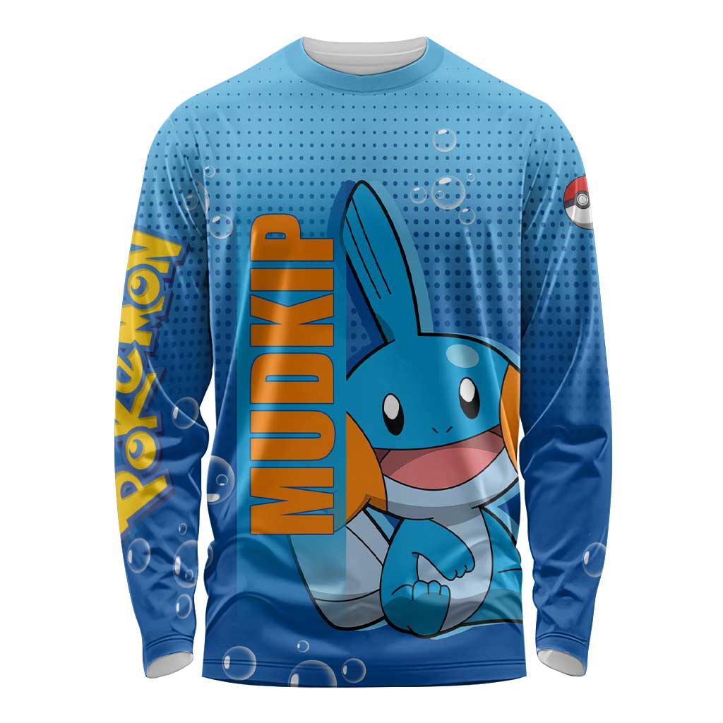 Mudkip from Poké Long Sleeve Shirt with Water Type Ability and Playful Pose Design - The Mazicc