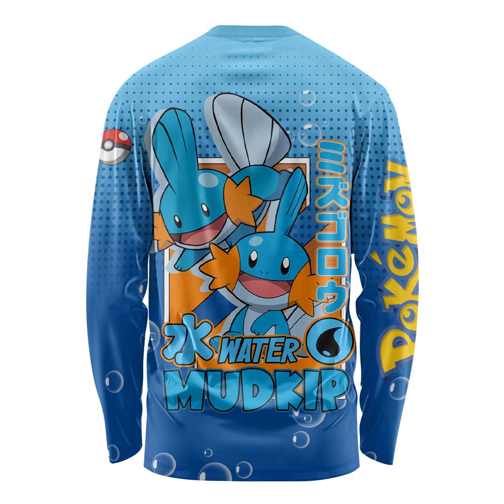 Mudkip from Poké Long Sleeve Shirt with Water Type Ability and Playful Pose Design - The Mazicc