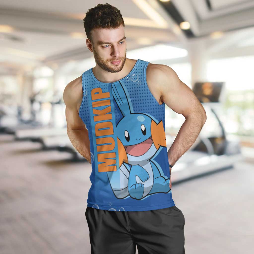 Mudkip from Poké Men Tank Top with Water Type Ability and Playful Pose Design - The Mazicc