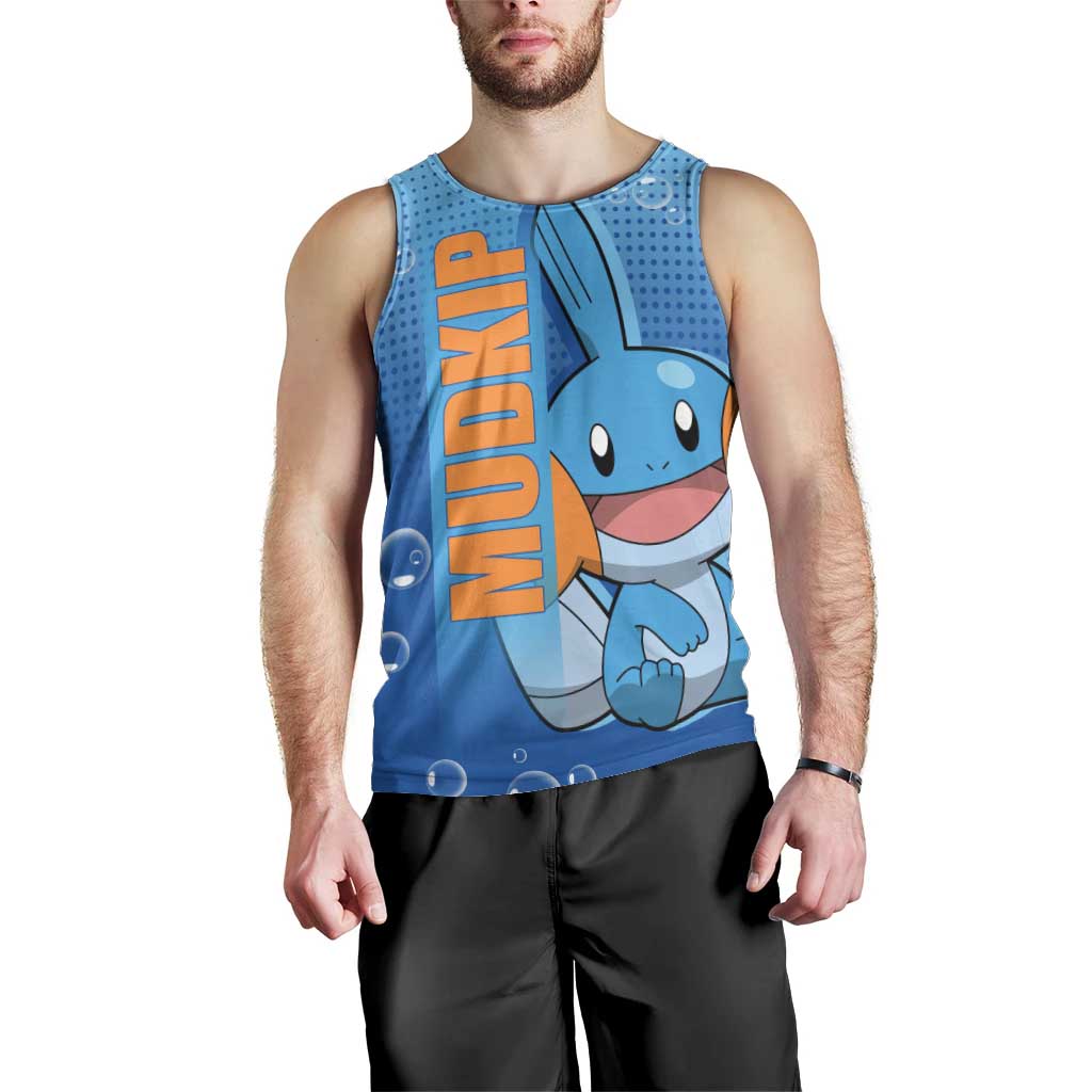 Mudkip from Poké Men Tank Top with Water Type Ability and Playful Pose Design - The Mazicc