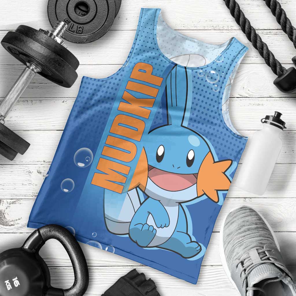 Mudkip from Poké Men Tank Top with Water Type Ability and Playful Pose Design - The Mazicc