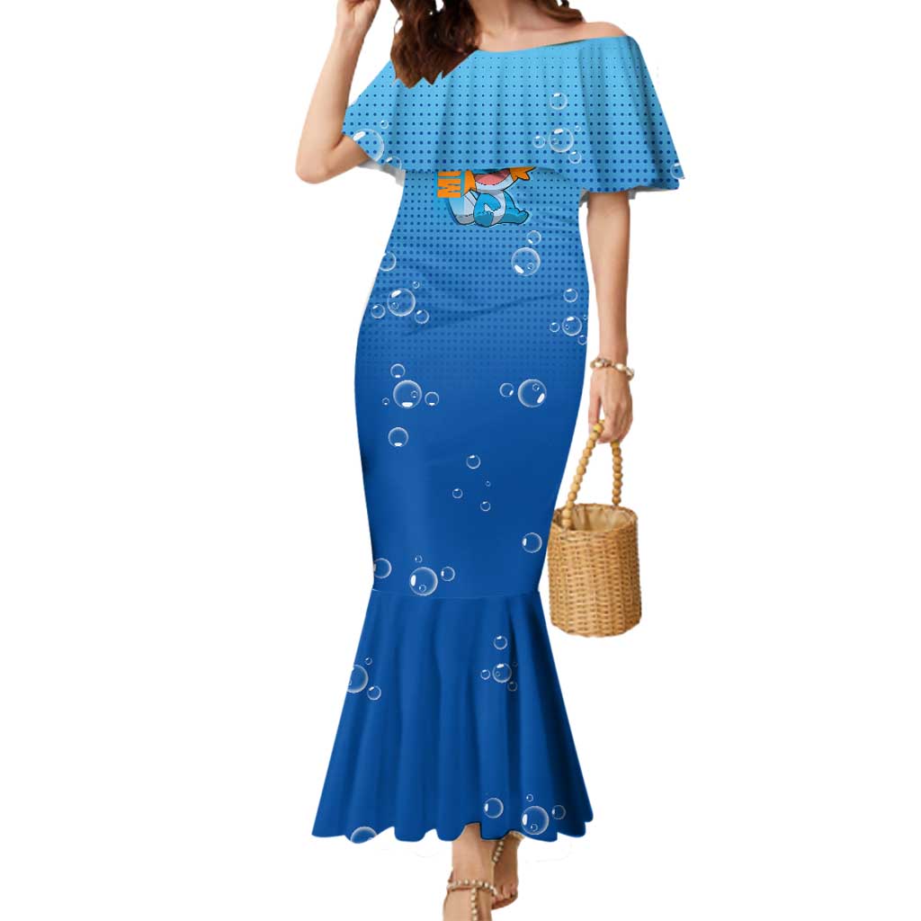 Mudkip from Poké Mermaid Dress with Water Type Ability and Playful Pose Design - The Mazicc