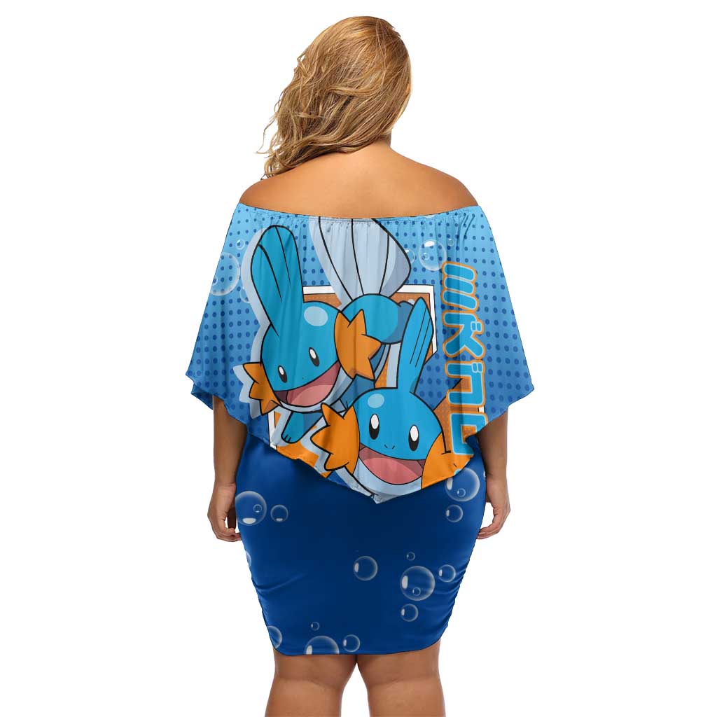 Mudkip from Poké Off Shoulder Short Dress with Water Type Ability and Playful Pose Design - The Mazicc