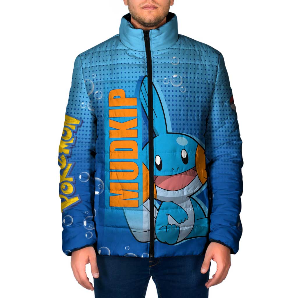 Mudkip from Poké Padded Jacket with Water Type Ability and Playful Pose Design - The Mazicc