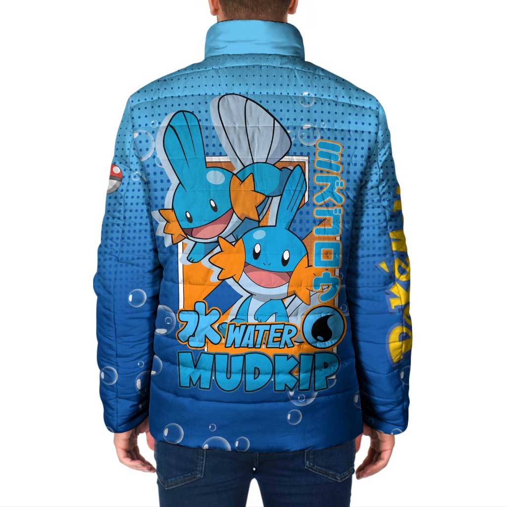 Mudkip from Poké Padded Jacket with Water Type Ability and Playful Pose Design - The Mazicc