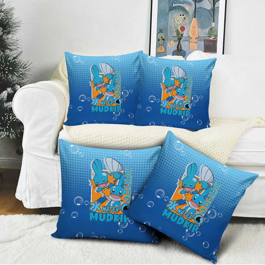Mudkip from Poké Pillow Cover with Water Type Ability and Playful Pose Design - The Mazicc