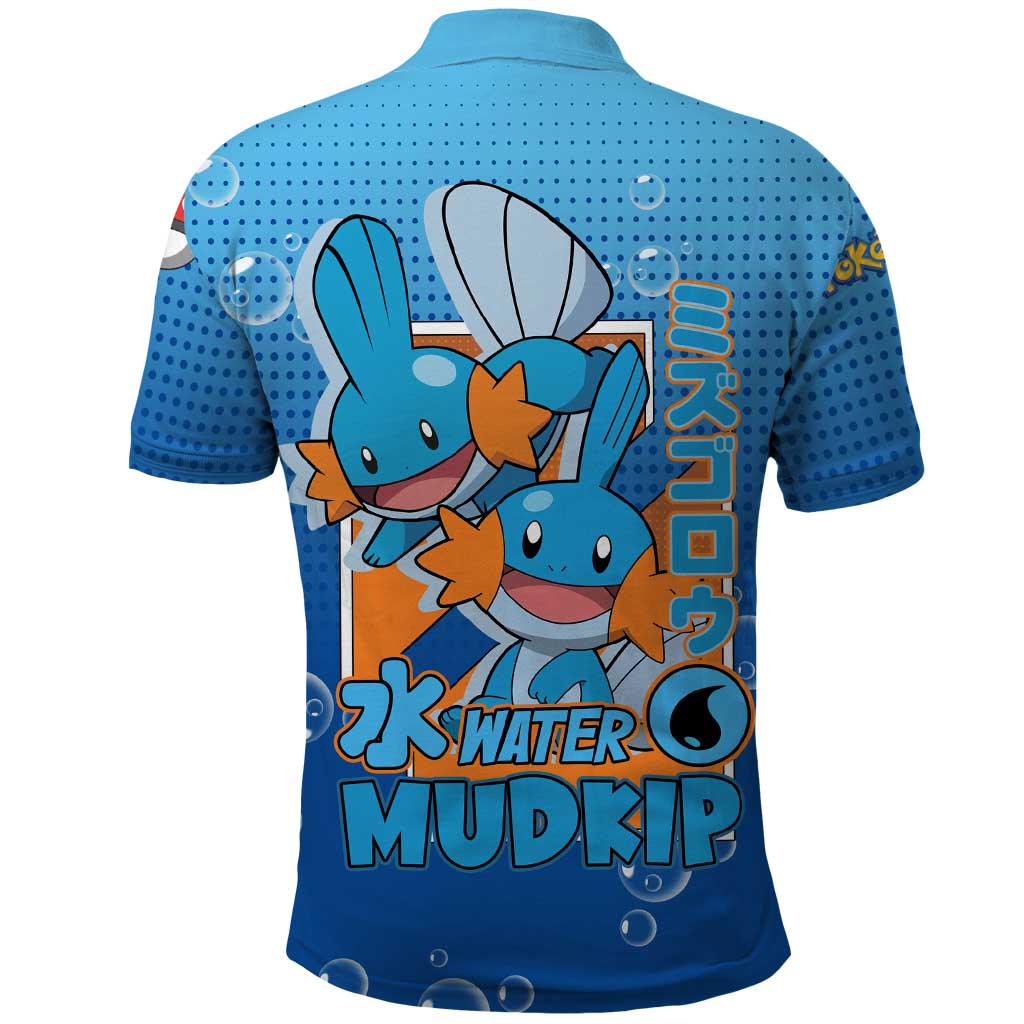 Mudkip from Poké Polo Shirt with Water Type Ability and Playful Pose Design - The Mazicc
