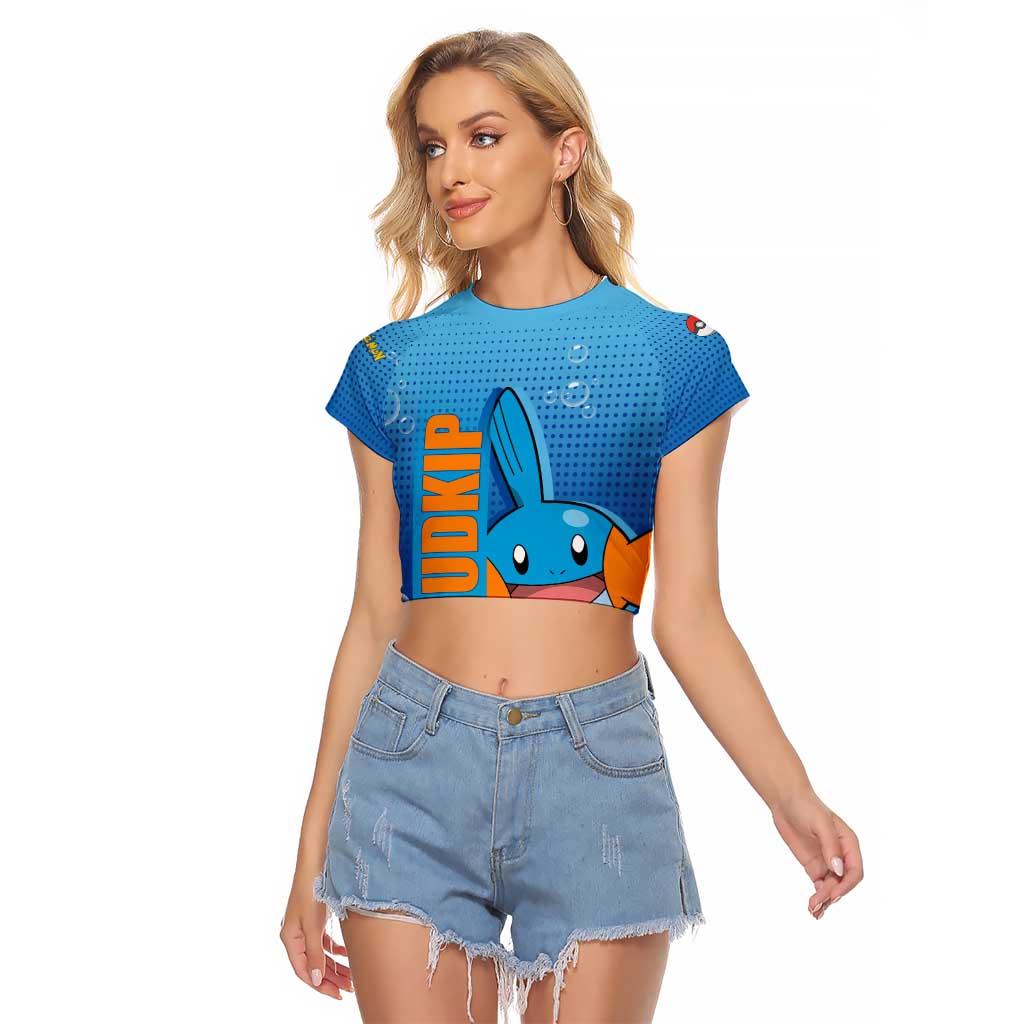 Mudkip from Poké Raglan Cropped T Shirt with Water Type Ability and Playful Pose Design - The Mazicc
