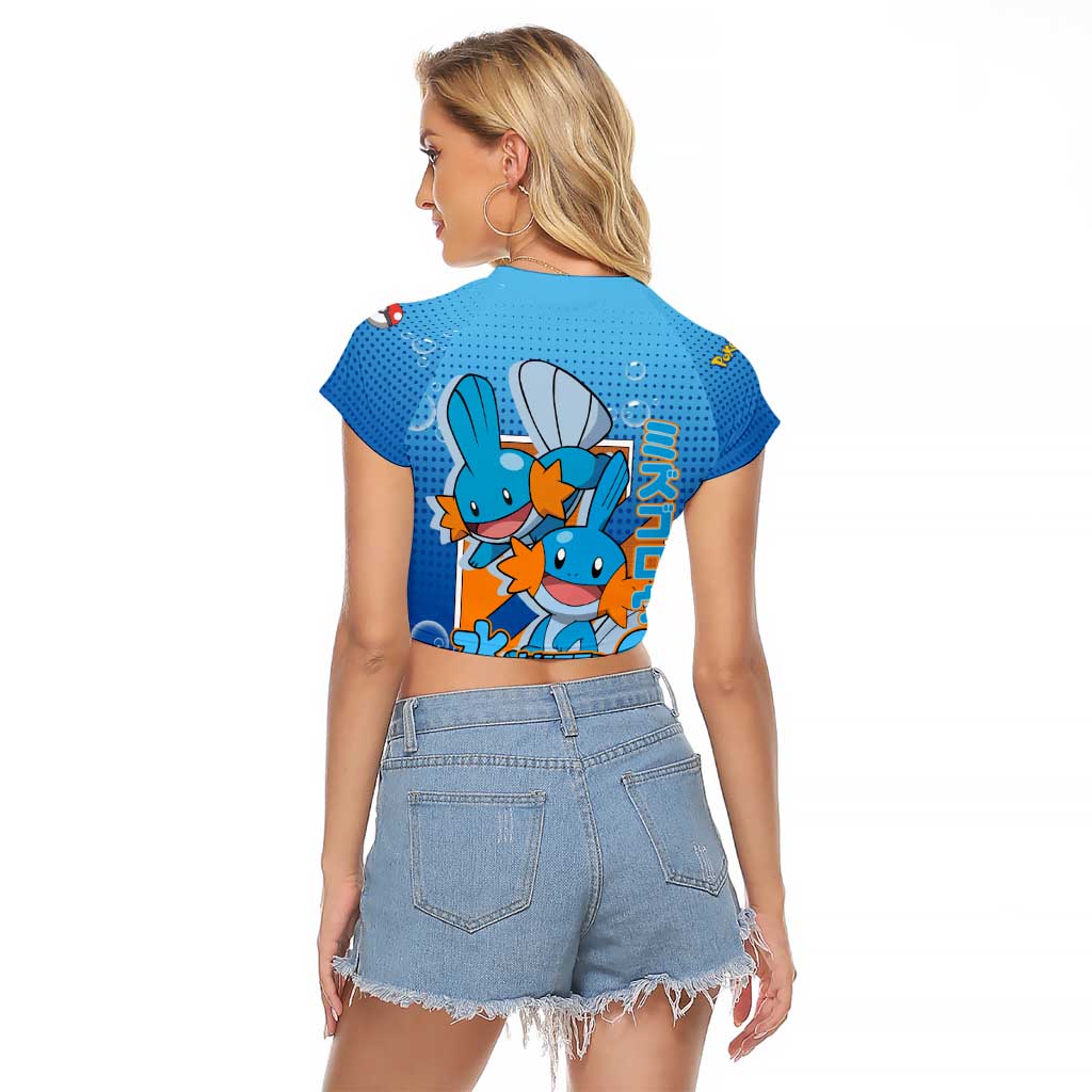 Mudkip from Poké Raglan Cropped T Shirt with Water Type Ability and Playful Pose Design - The Mazicc