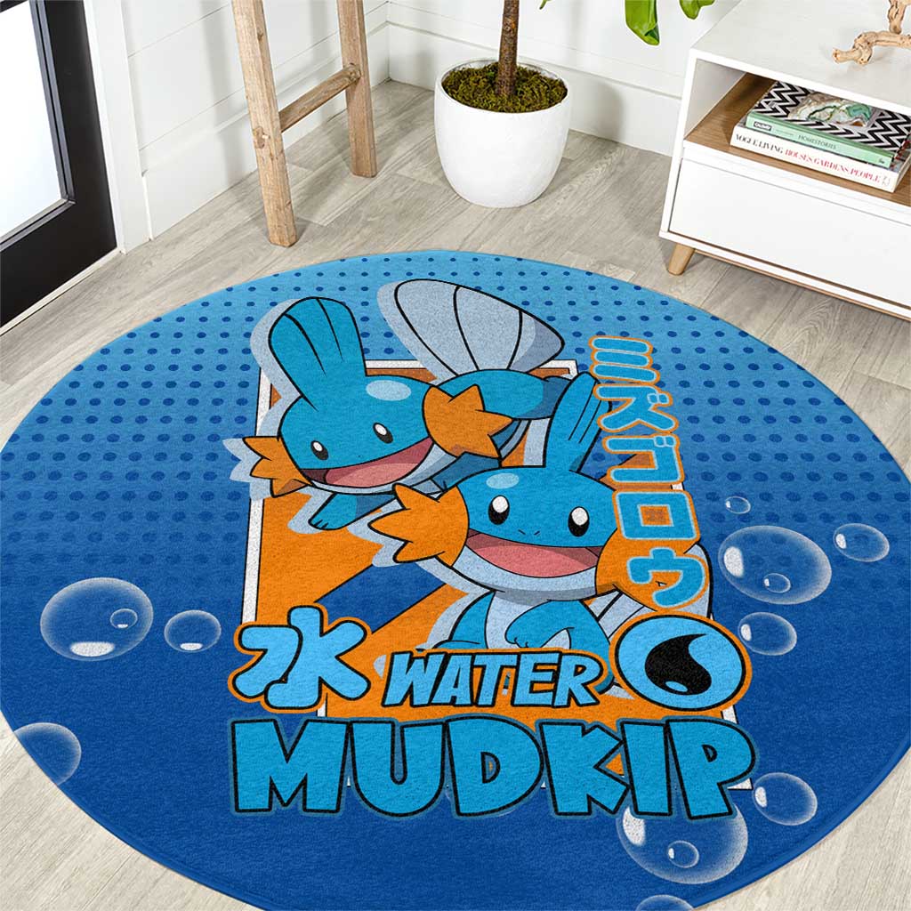 Mudkip from Poké Round Carpet with Water Type Ability and Playful Pose Design - The Mazicc