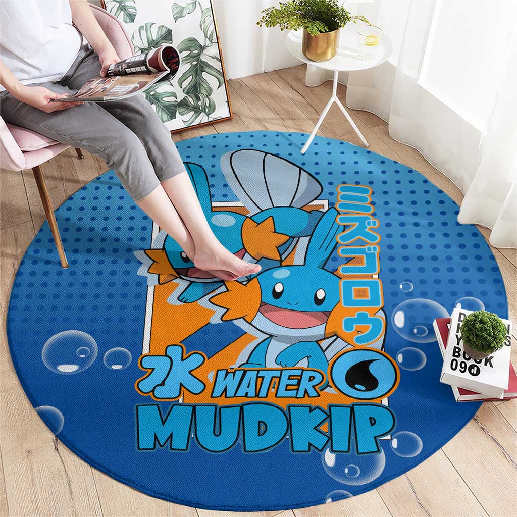 Mudkip from Poké Round Carpet with Water Type Ability and Playful Pose Design - The Mazicc