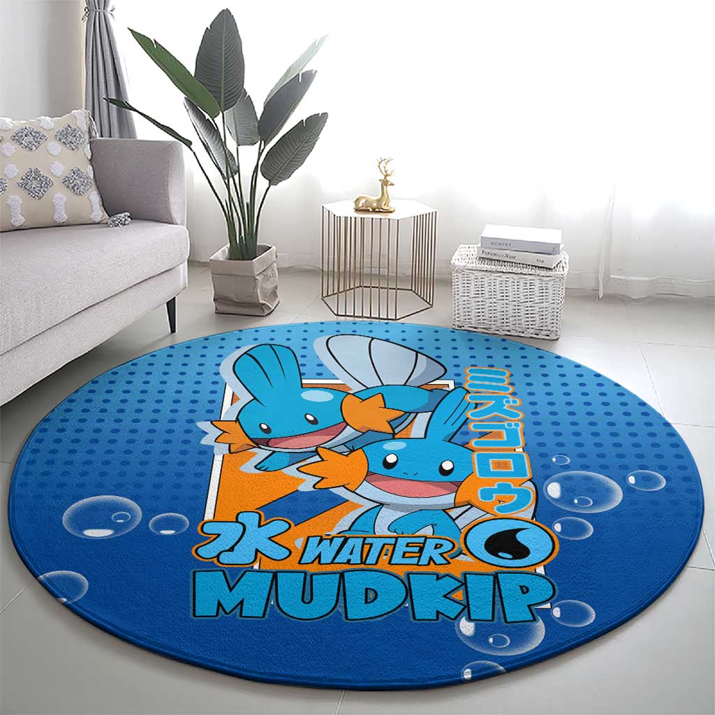 Mudkip from Poké Round Carpet with Water Type Ability and Playful Pose Design - The Mazicc