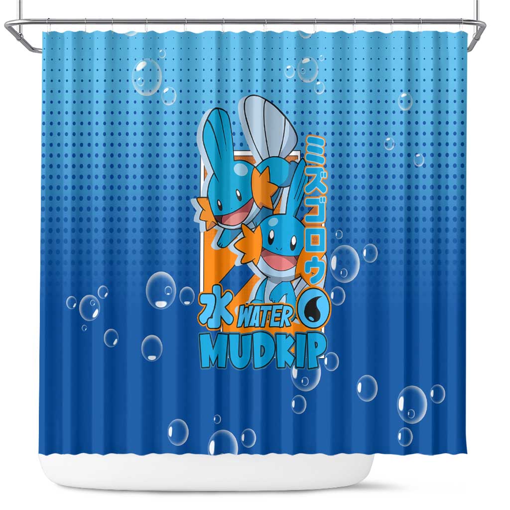 Mudkip from Poké Shower Curtain with Water Type Ability and Playful Pose Design - The Mazicc