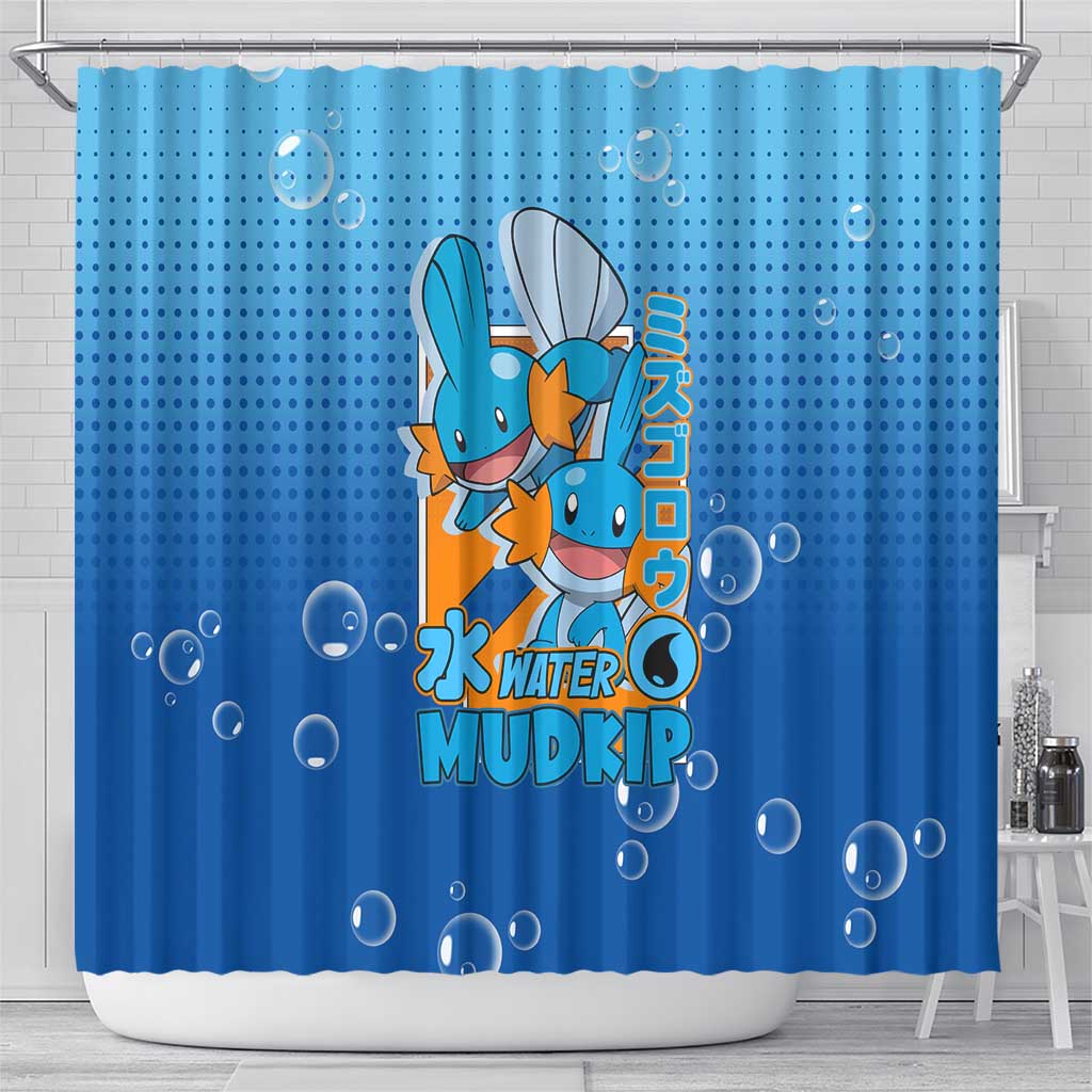 Mudkip from Poké Shower Curtain with Water Type Ability and Playful Pose Design - The Mazicc