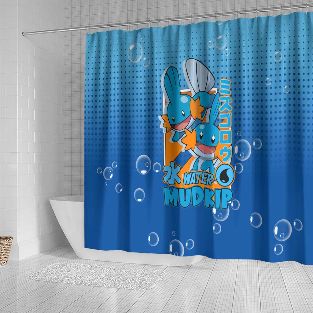 Mudkip from Poké Shower Curtain with Water Type Ability and Playful Pose Design - The Mazicc