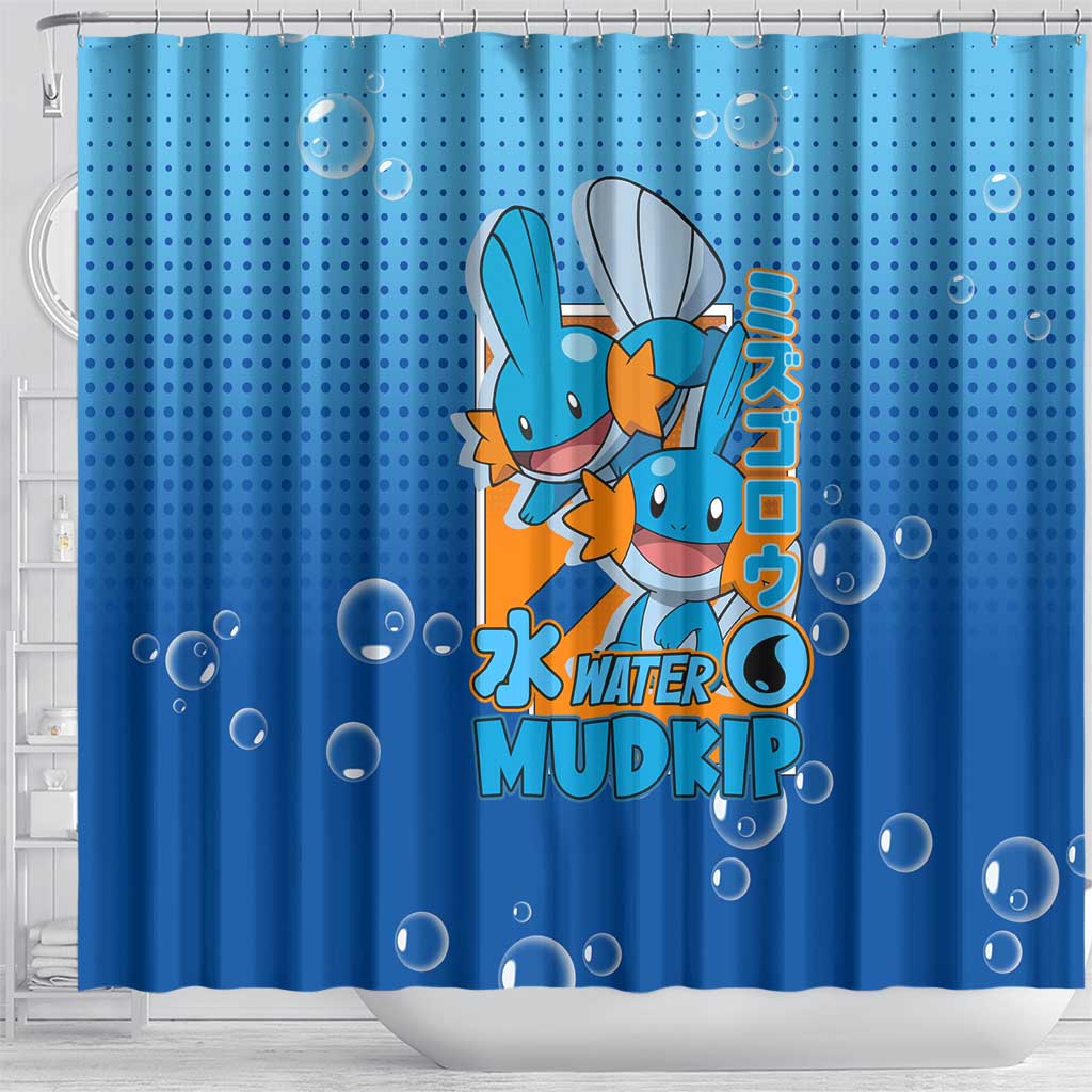 Mudkip from Poké Shower Curtain with Water Type Ability and Playful Pose Design - The Mazicc