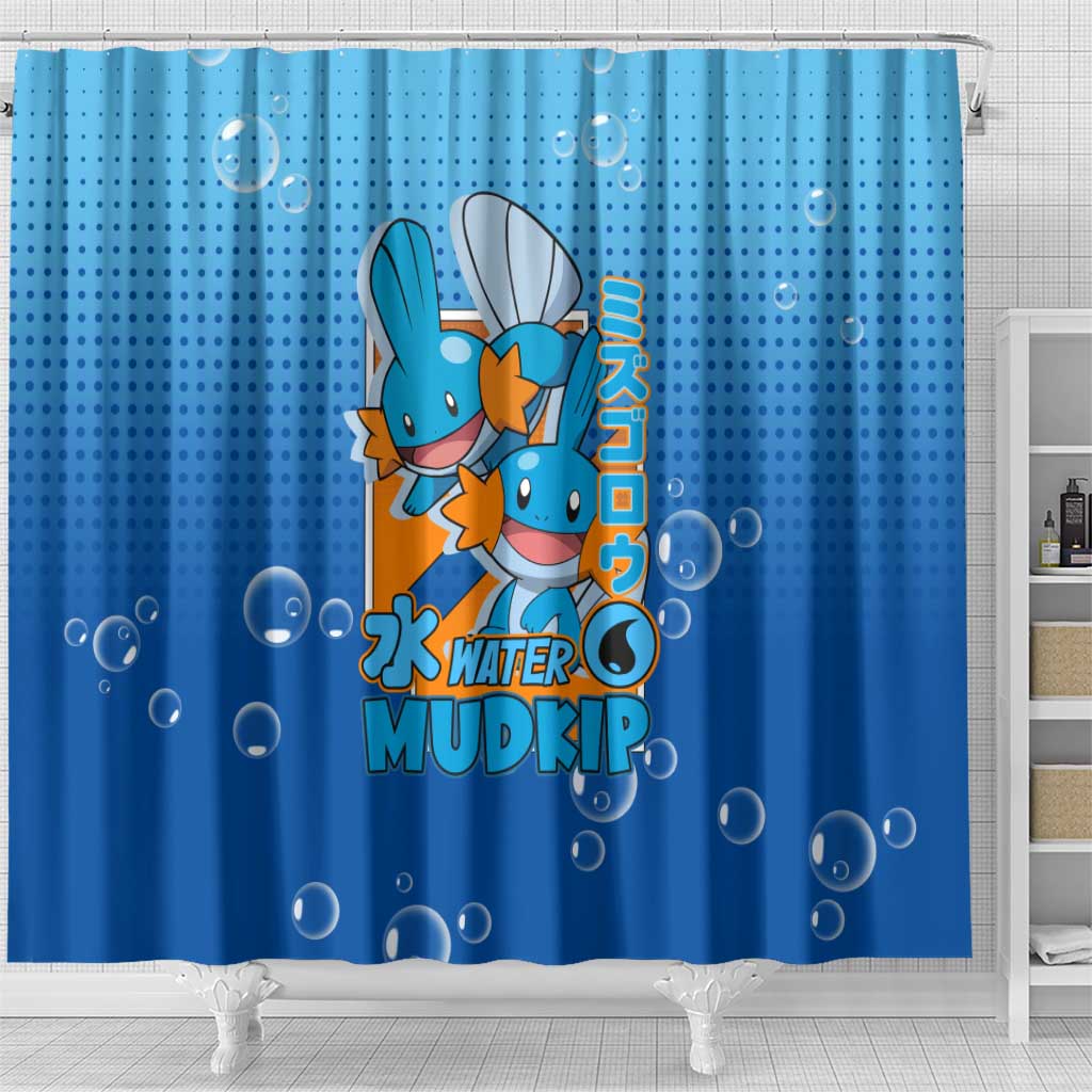 Mudkip from Poké Shower Curtain with Water Type Ability and Playful Pose Design - The Mazicc