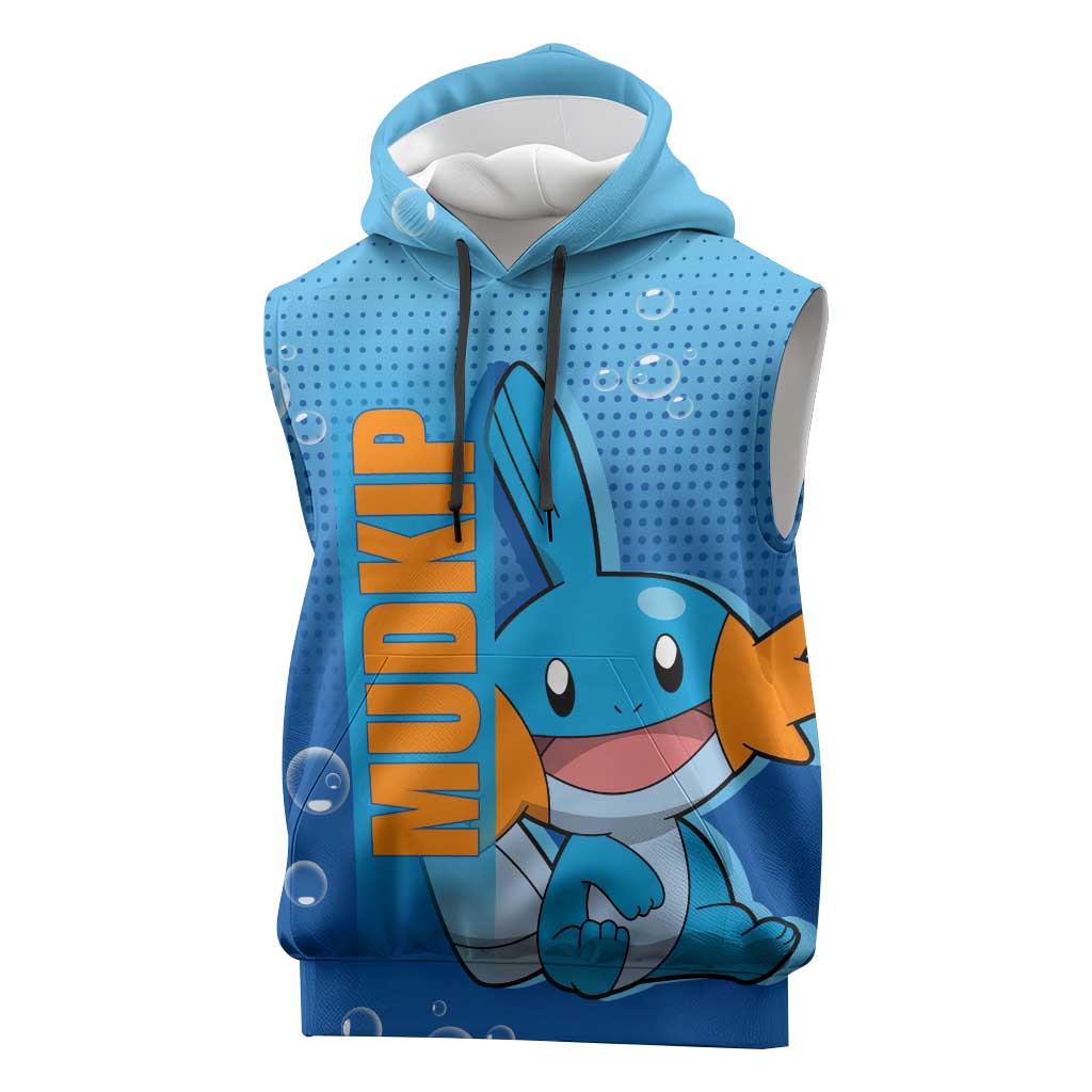 Mudkip from Poké Sleeveless Hoodie with Water Type Ability and Playful Pose Design - The Mazicc