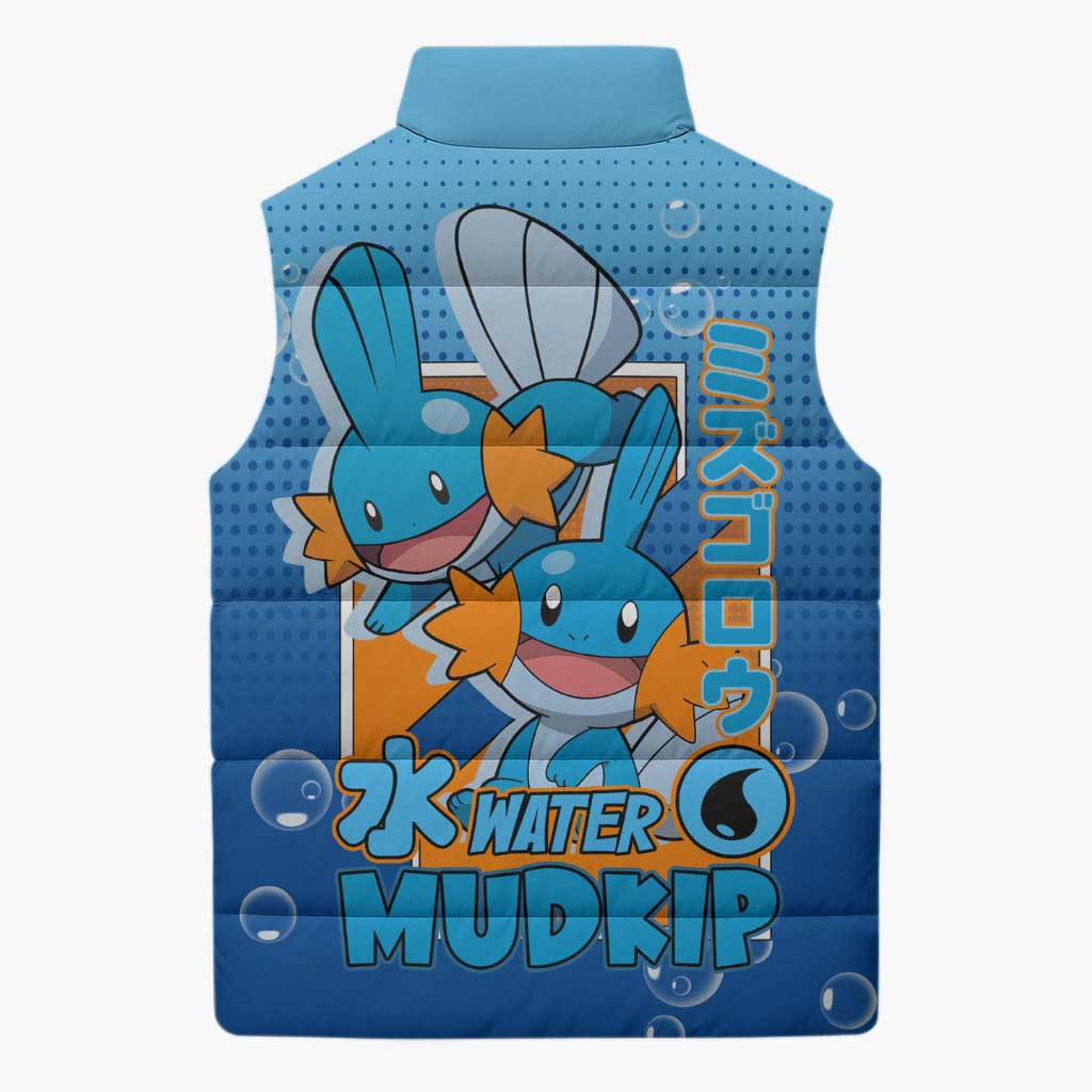 Mudkip from Poké Sleeveless Puffer Jacket with Water Type Ability and Playful Pose Design - The Mazicc