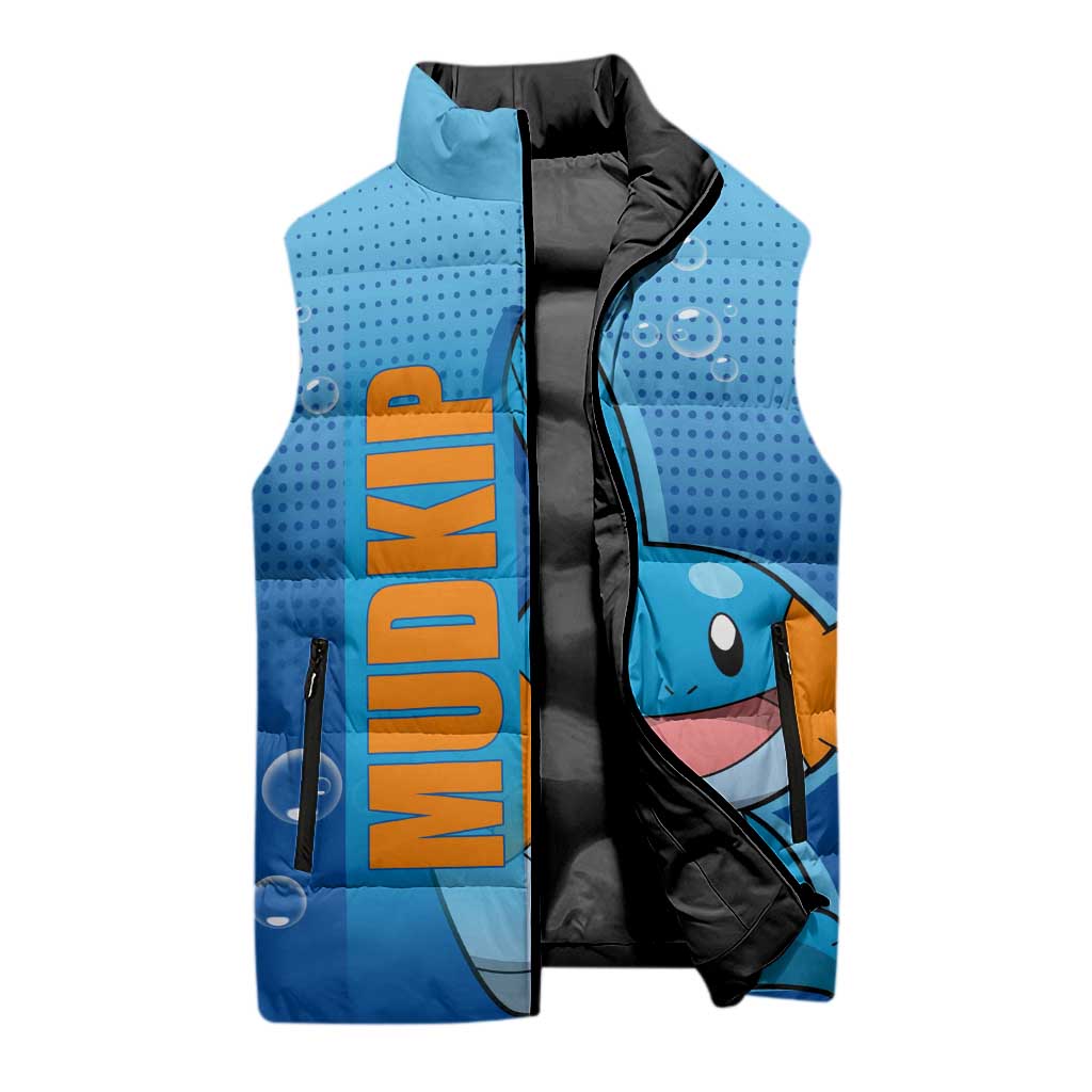Mudkip from Poké Sleeveless Puffer Jacket with Water Type Ability and Playful Pose Design - The Mazicc