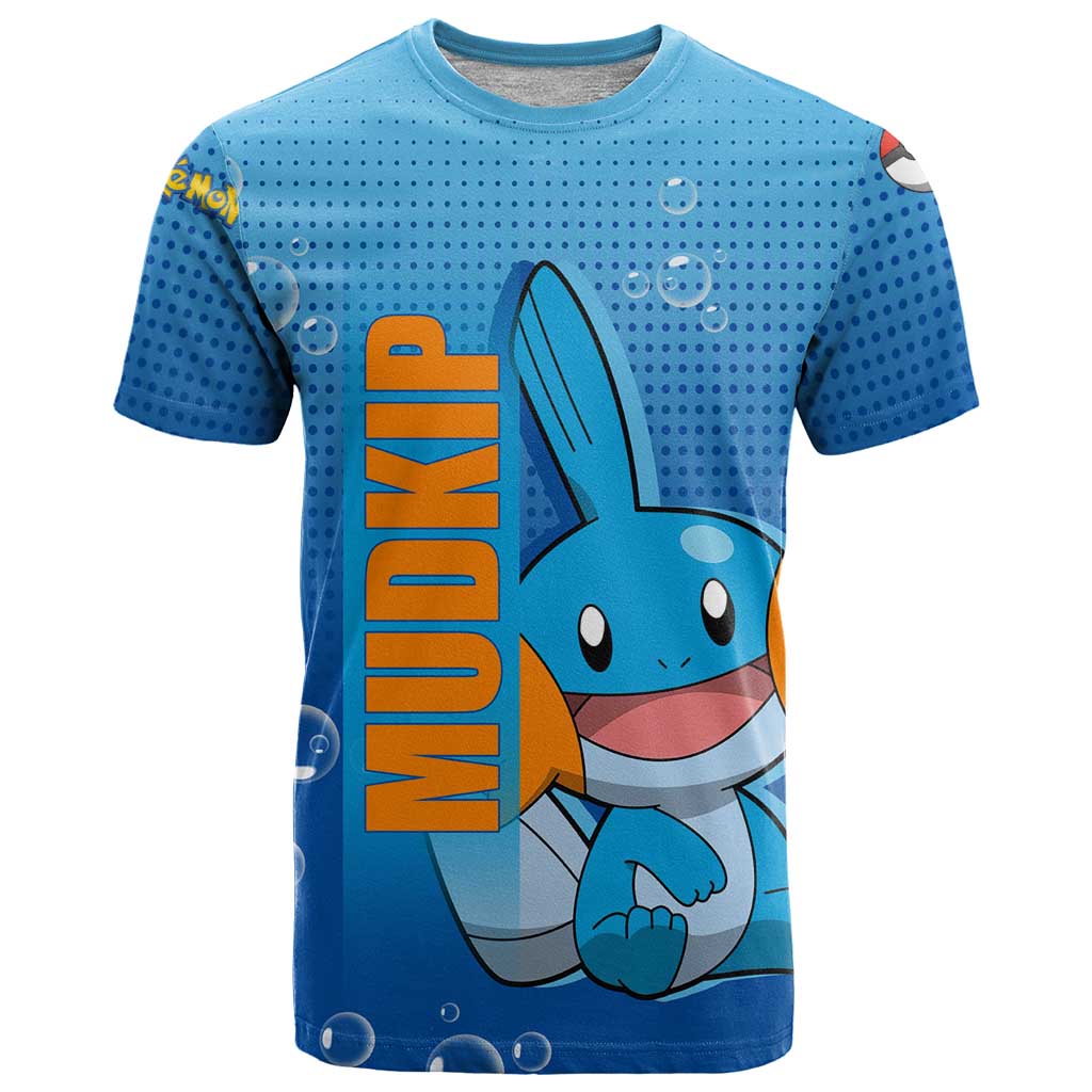 Mudkip from Poké T Shirt with Water Type Ability and Playful Pose Design - The Mazicc