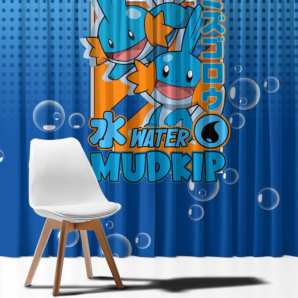 Mudkip from Poké Window Curtain with Water Type Ability and Playful Pose Design - The Mazicc