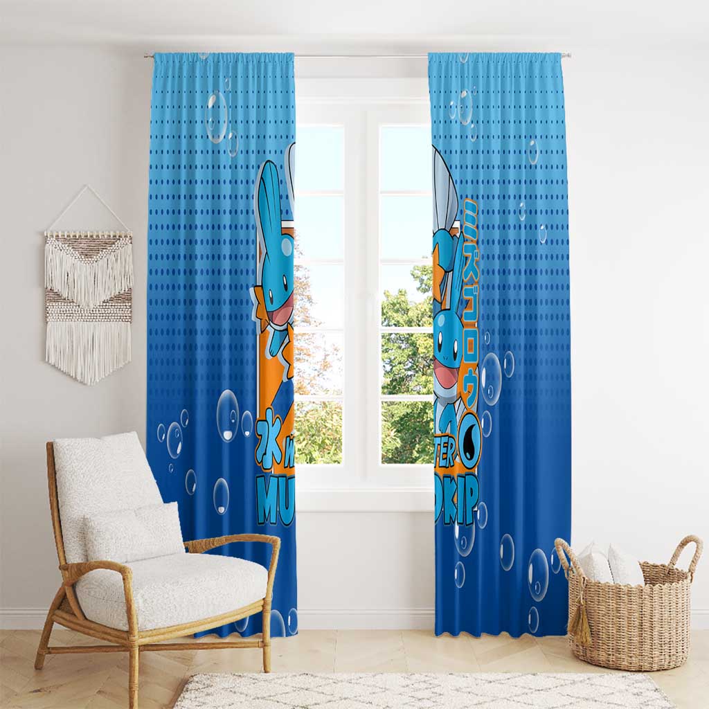 Mudkip from Poké Window Curtain with Water Type Ability and Playful Pose Design - The Mazicc