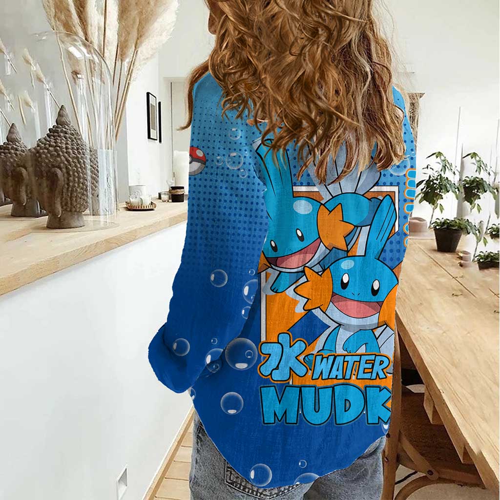 Mudkip from Poké Women Casual Shirt with Water Type Ability and Playful Pose Design - The Mazicc