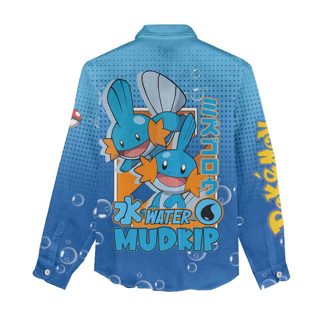 Mudkip from Poké Women Casual Shirt with Water Type Ability and Playful Pose Design - The Mazicc