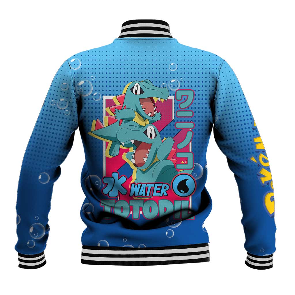 Totodile from Poké Baseball Jacket with Water Type Power and Playful Pose Design - The Mazicc