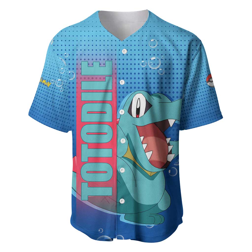 Totodile from Poké Baseball Jersey with Water Type Power and Playful Pose Design - The Mazicc