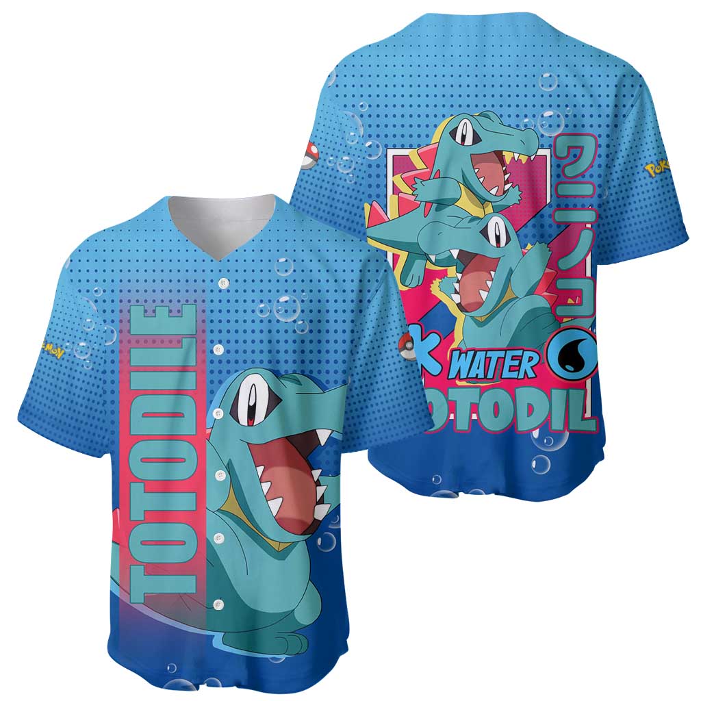 Totodile from Poké Baseball Jersey with Water Type Power and Playful Pose Design - The Mazicc