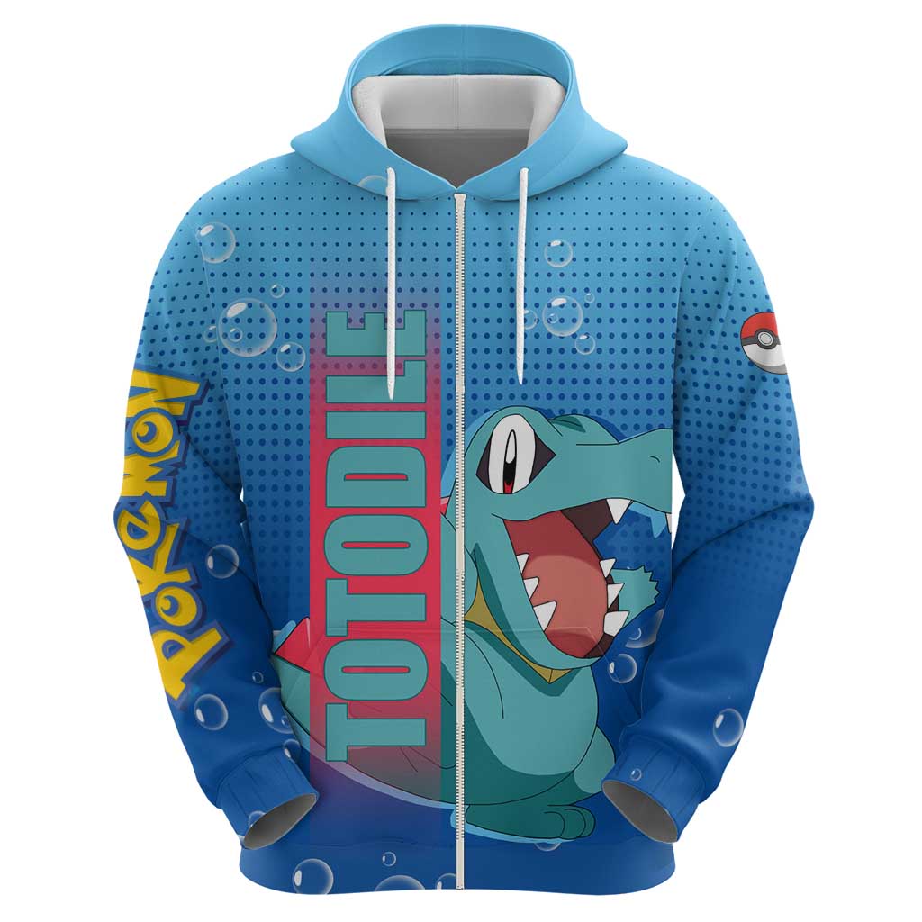 Totodile from Poké Hoodie with Water Type Power and Playful Pose Design - The Mazicc
