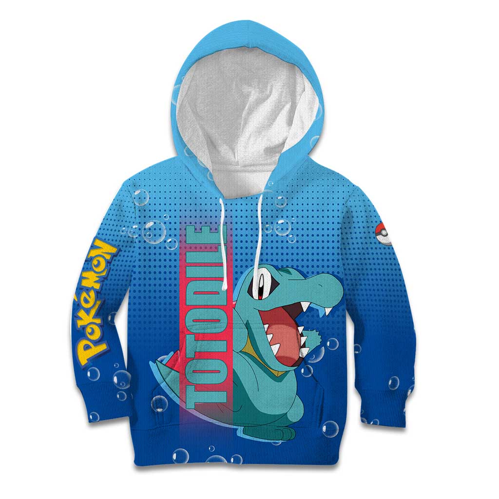 Totodile from Poké Kid Hoodie with Water Type Power and Playful Pose Design - The Mazicc