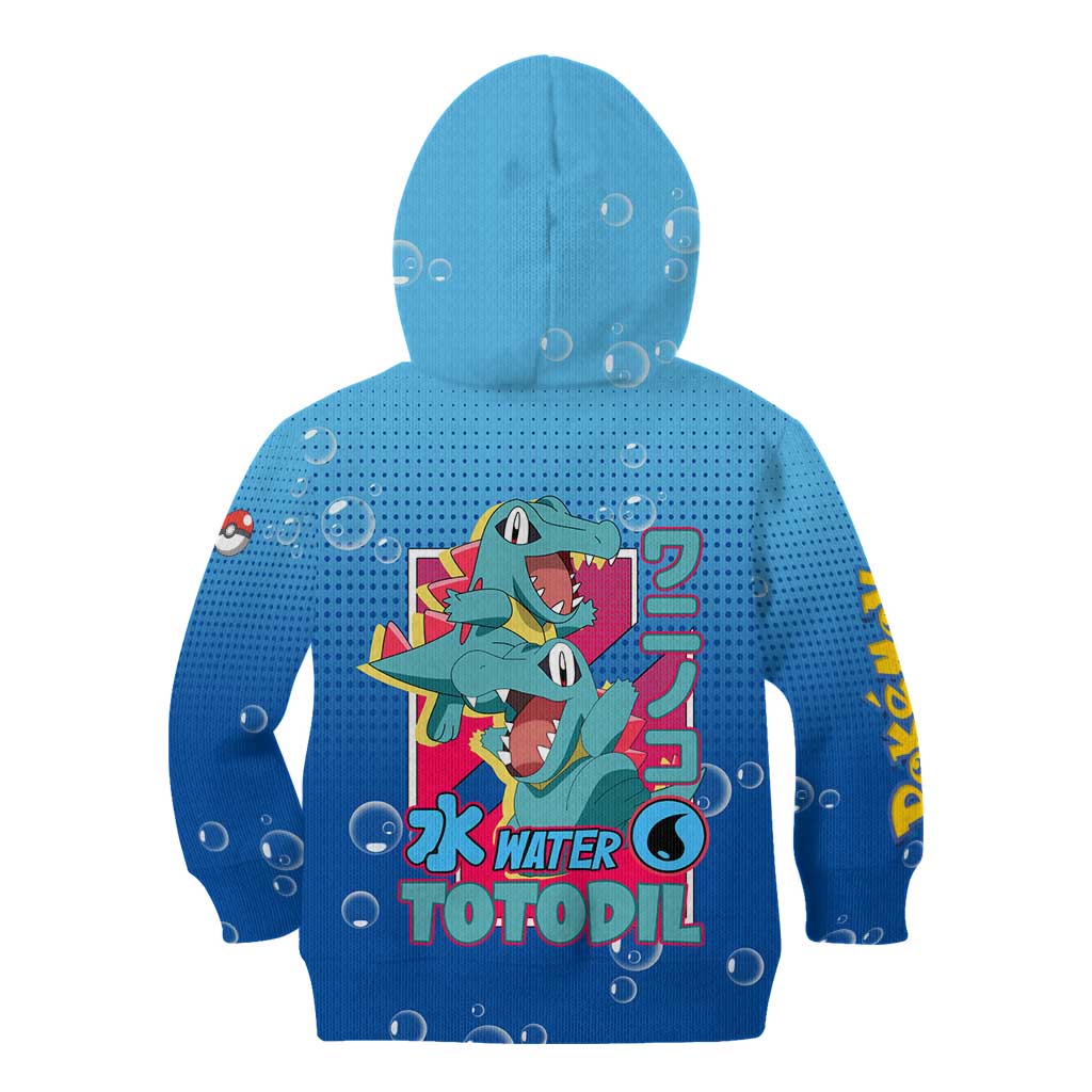 Totodile from Poké Kid Hoodie with Water Type Power and Playful Pose Design - The Mazicc