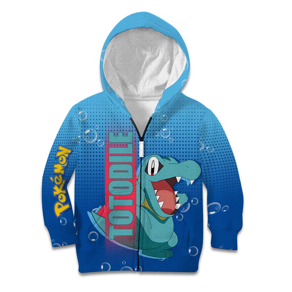Totodile from Poké Kid Hoodie with Water Type Power and Playful Pose Design - The Mazicc