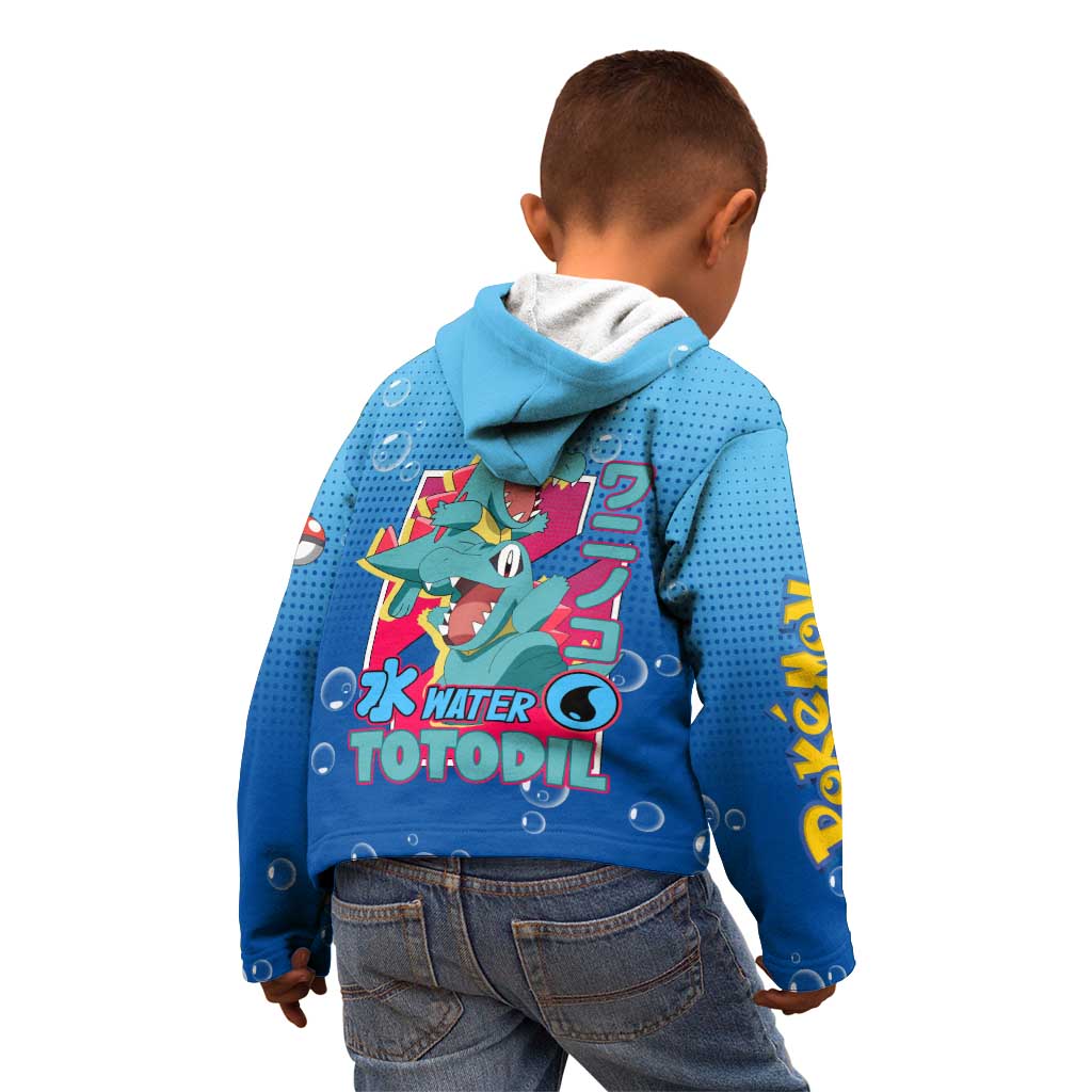 Totodile from Poké Kid Hoodie with Water Type Power and Playful Pose Design - The Mazicc