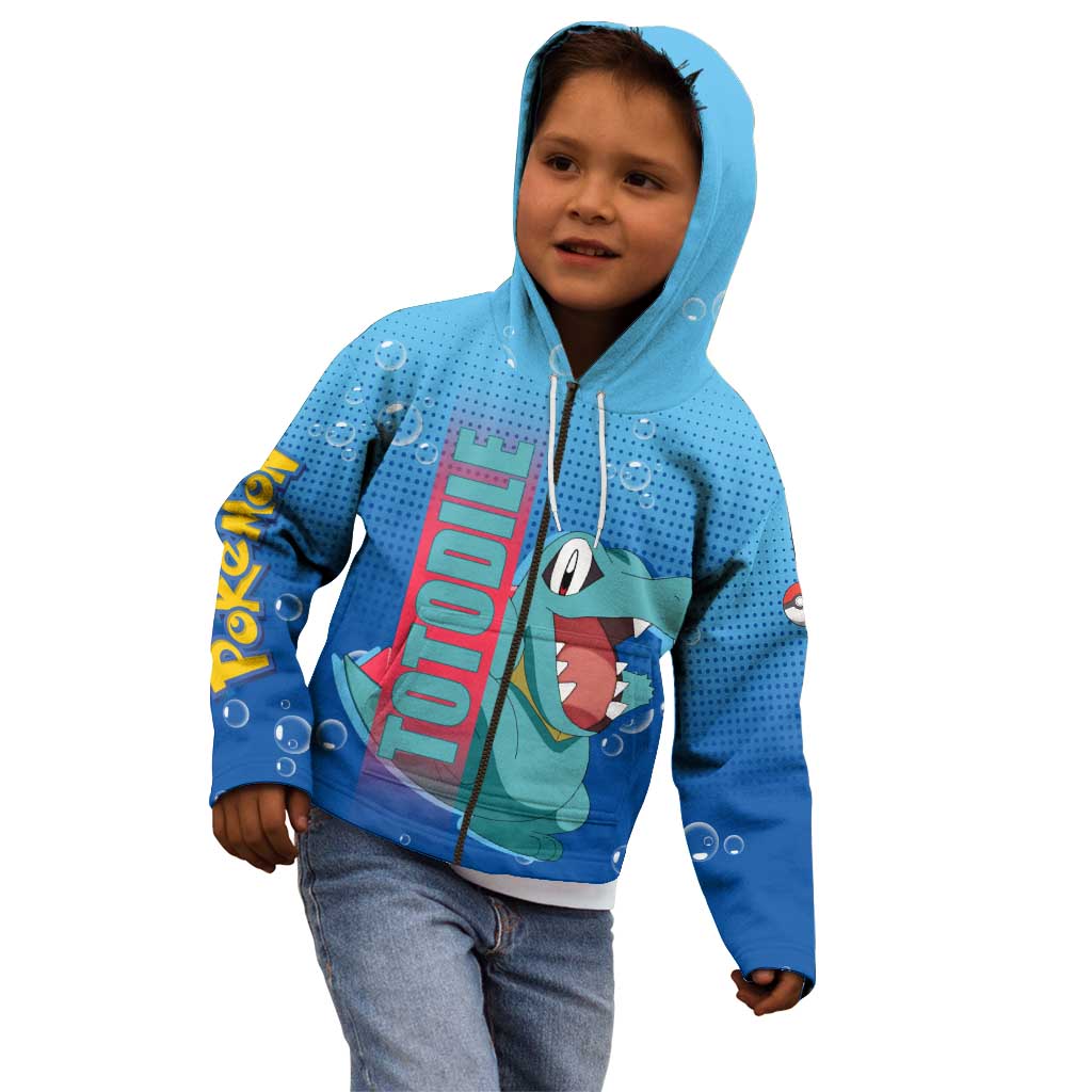 Totodile from Poké Kid Hoodie with Water Type Power and Playful Pose Design - The Mazicc