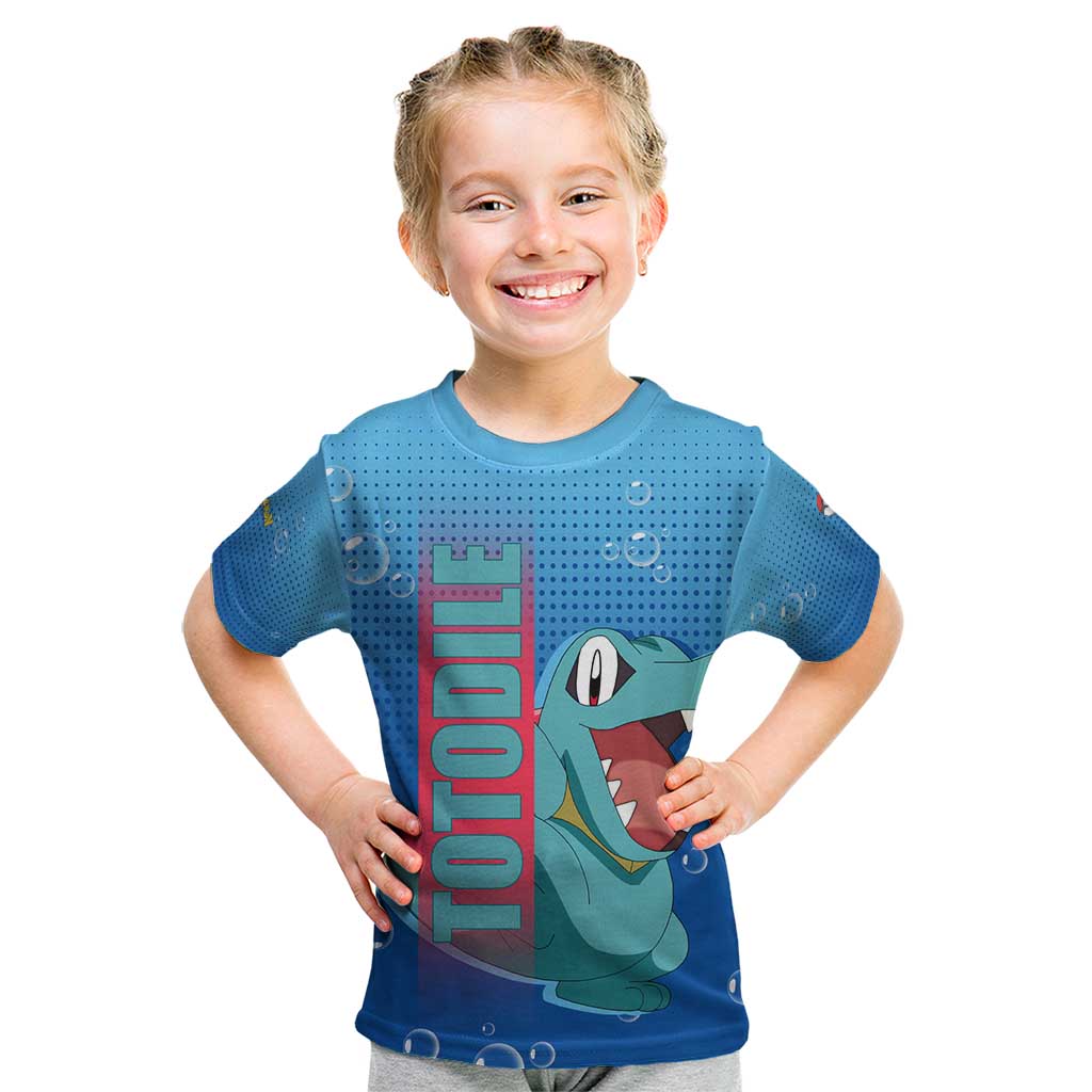Totodile from Poké Kid T Shirt with Water Type Power and Playful Pose Design - The Mazicc